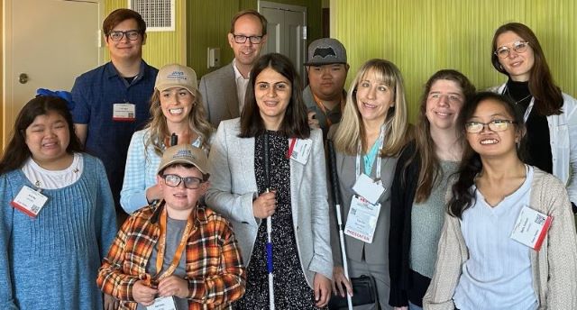 Vispero Student of the Month winners with Vispero staff posing for a photo at CSUN 2024.