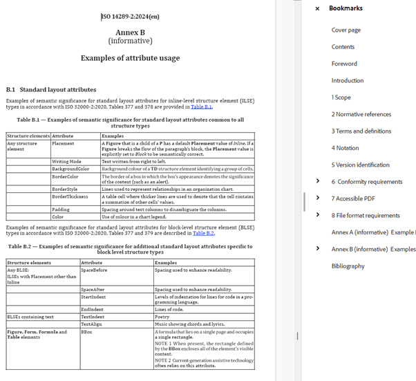 The Bookmarks Panel open showing bookmarks for a sample page.