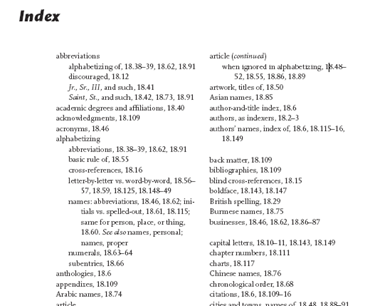 Example of an Index page