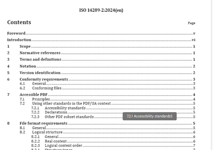 Example of a Table of Contents
