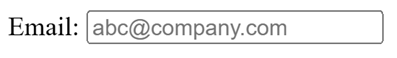 Text field with visible label "Email:" and placeholder text "abc@company.com"