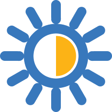 Sun with a half-shaded center