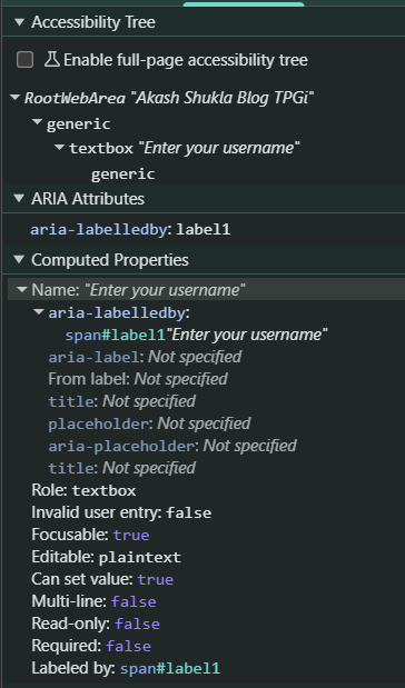 Accessibility Tree showing accessible name in child container is exposed even when the parent container is hidden