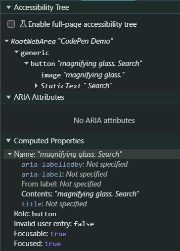 Accessibility Tree when icon is exposed to screen reader