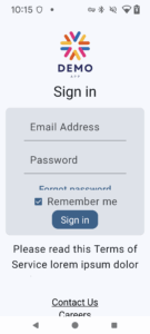 Screenshot of the demo app viewed with larger fonts, showing that some of the content is missing or truncated.