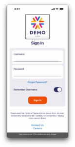 Screenshot of the demo app with a black outline around the logo image.